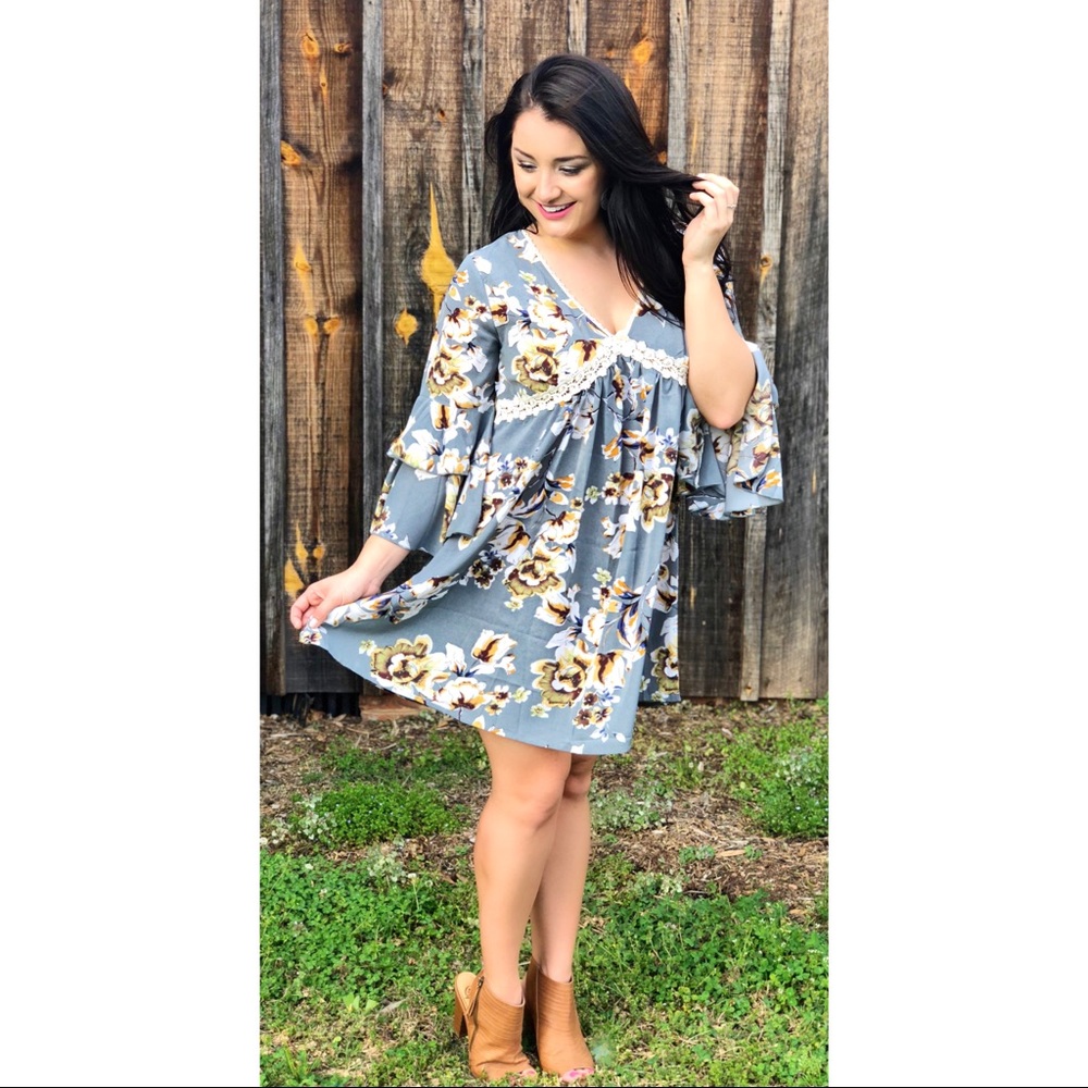 Gray floral dress